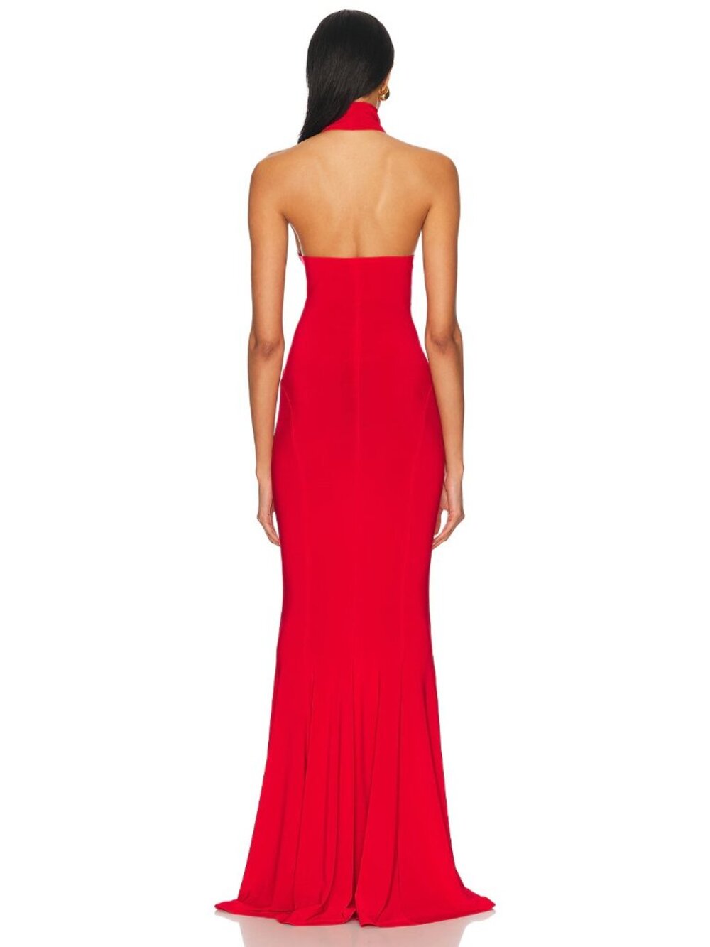 Norma Kamali for FWRD Halter Turtle Fishtail Gown in Tiger Red - Picture 3 of 3